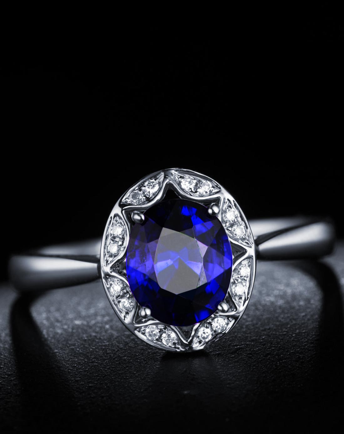 白18k金0.541ct蓝宝石女戒指-名媛