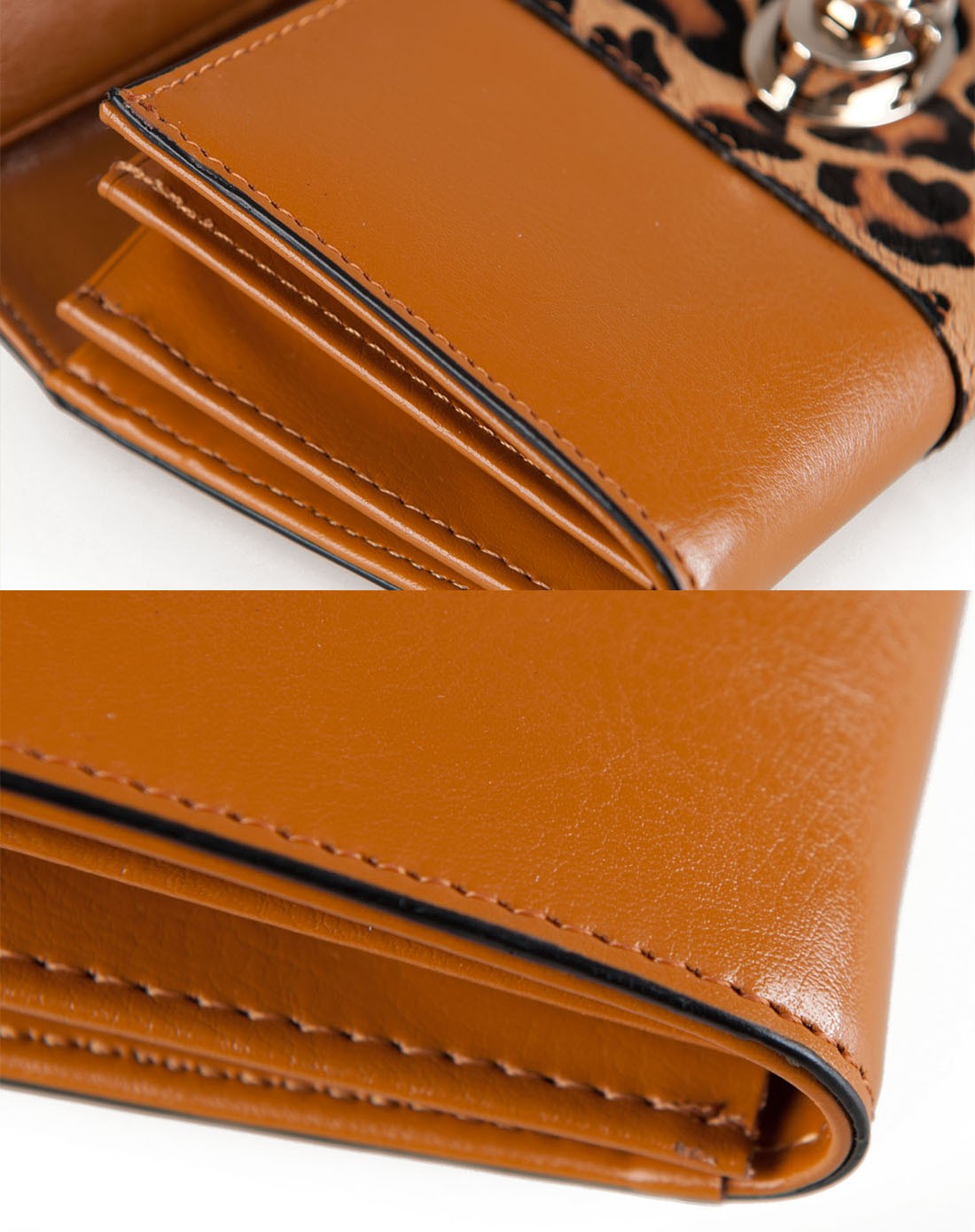 女棕色头层马毛 牛皮长款多功能钱包