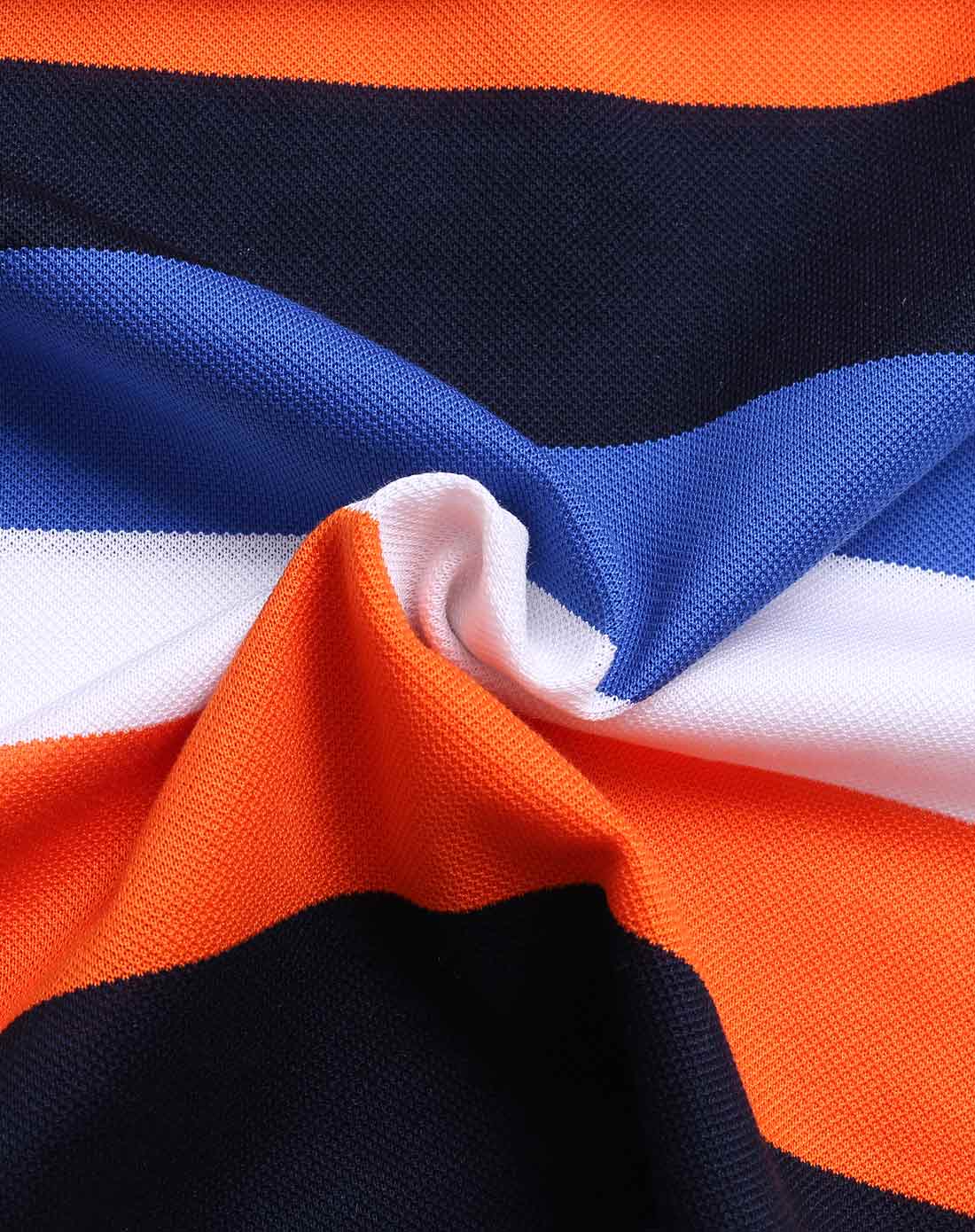 橙蓝色大条纹短袖针织t恤