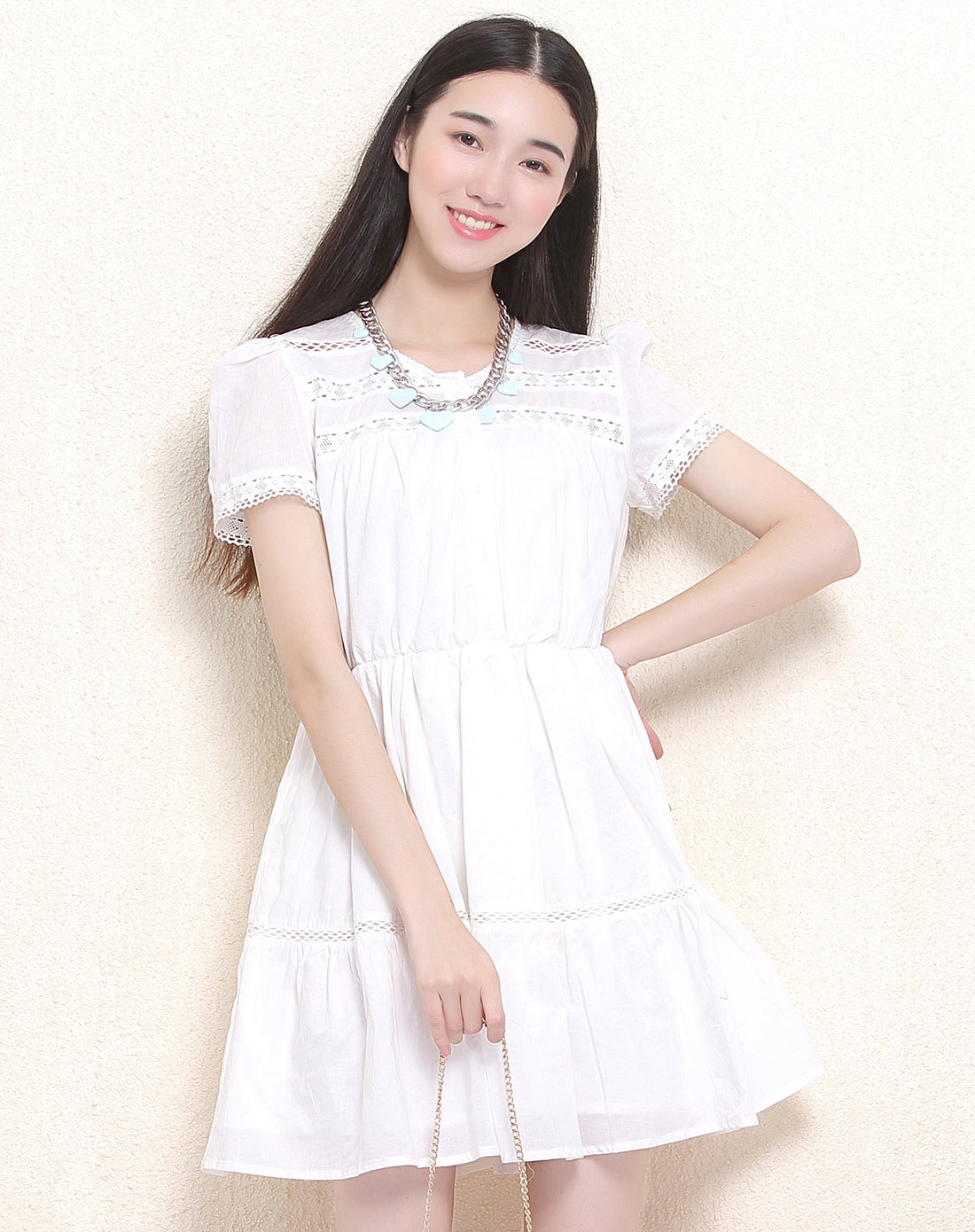 紫涵女装移动端专场白色斯文简洁短袖连衣裙e4z05as617253j01_唯品会