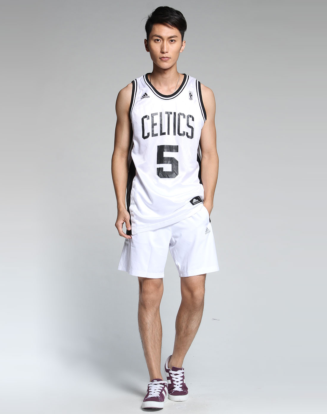 黑白色5号无袖球衣