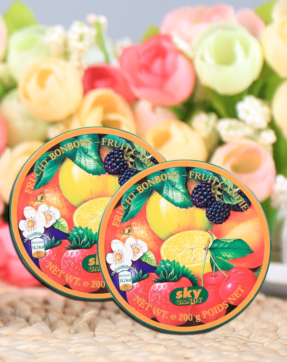 嘉云 糖绿罐热带水果味糖果2盒装共400g