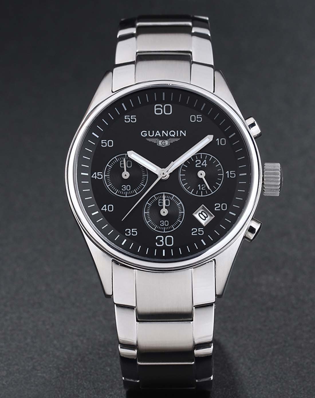 > 商务计时六针运动进口机芯石英男表