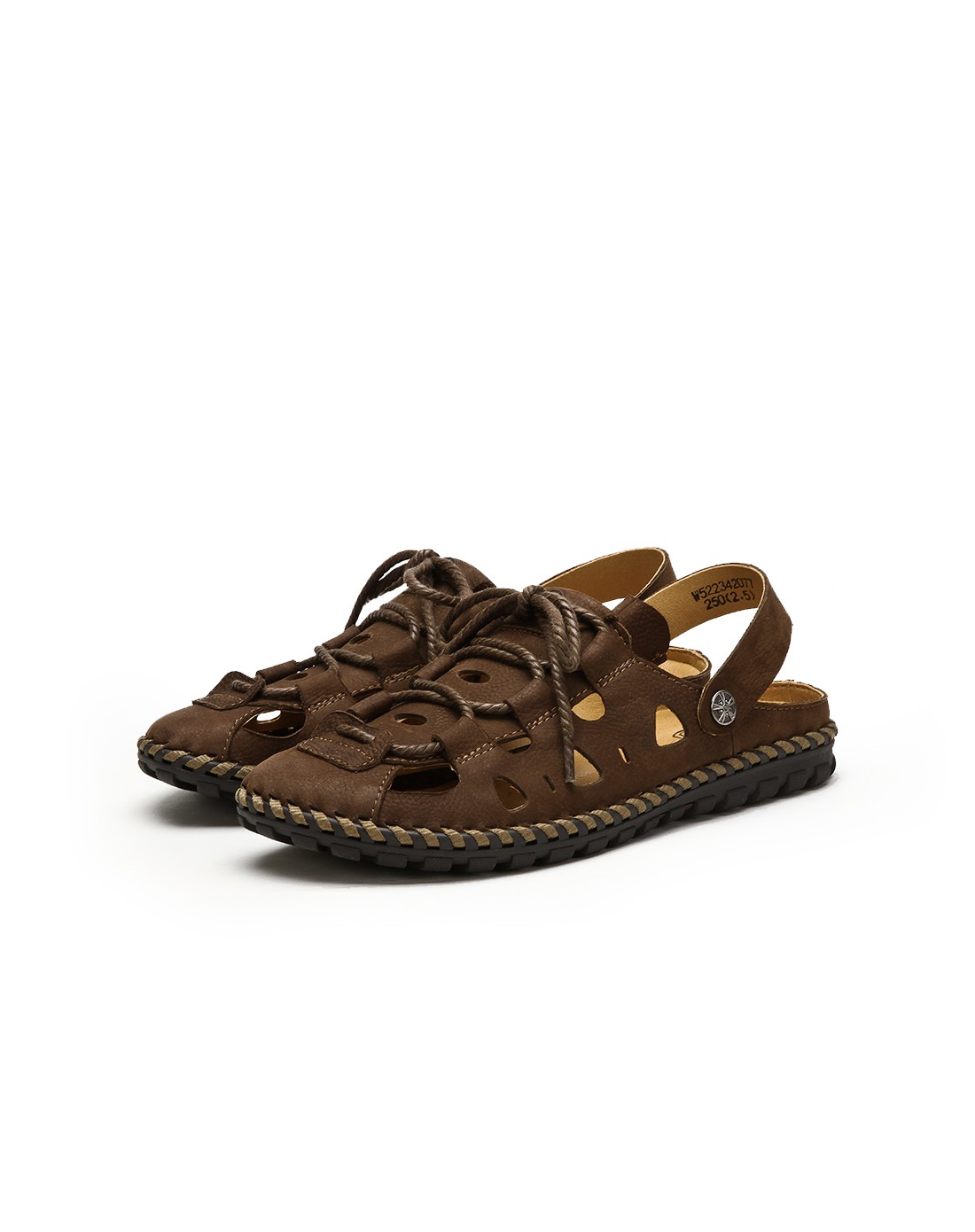 2015年春夏新品男款棕绿色防滑镂空沙滩鞋