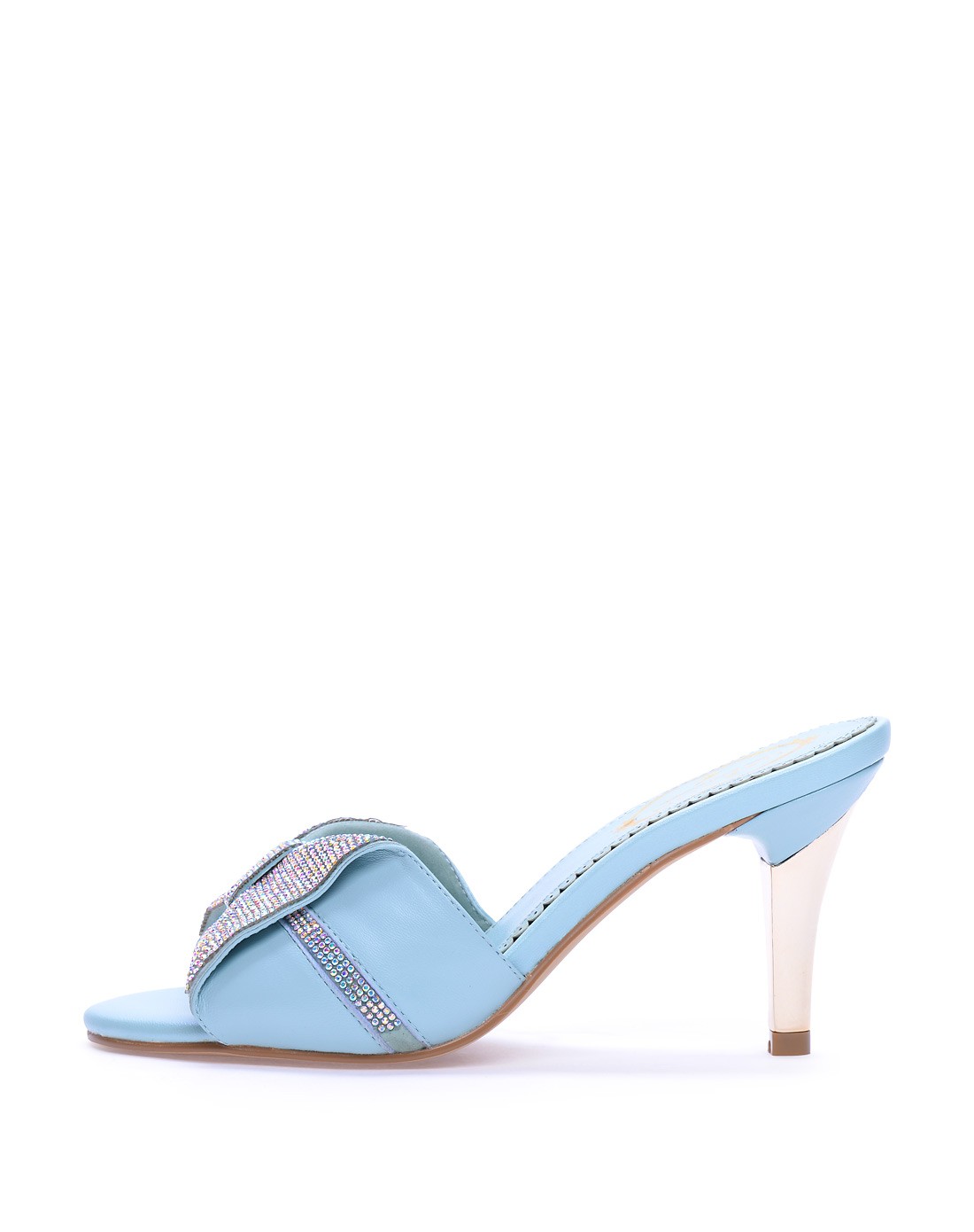 哈森harson2015新款水兰色羊皮/羊皮绒面革凉拖