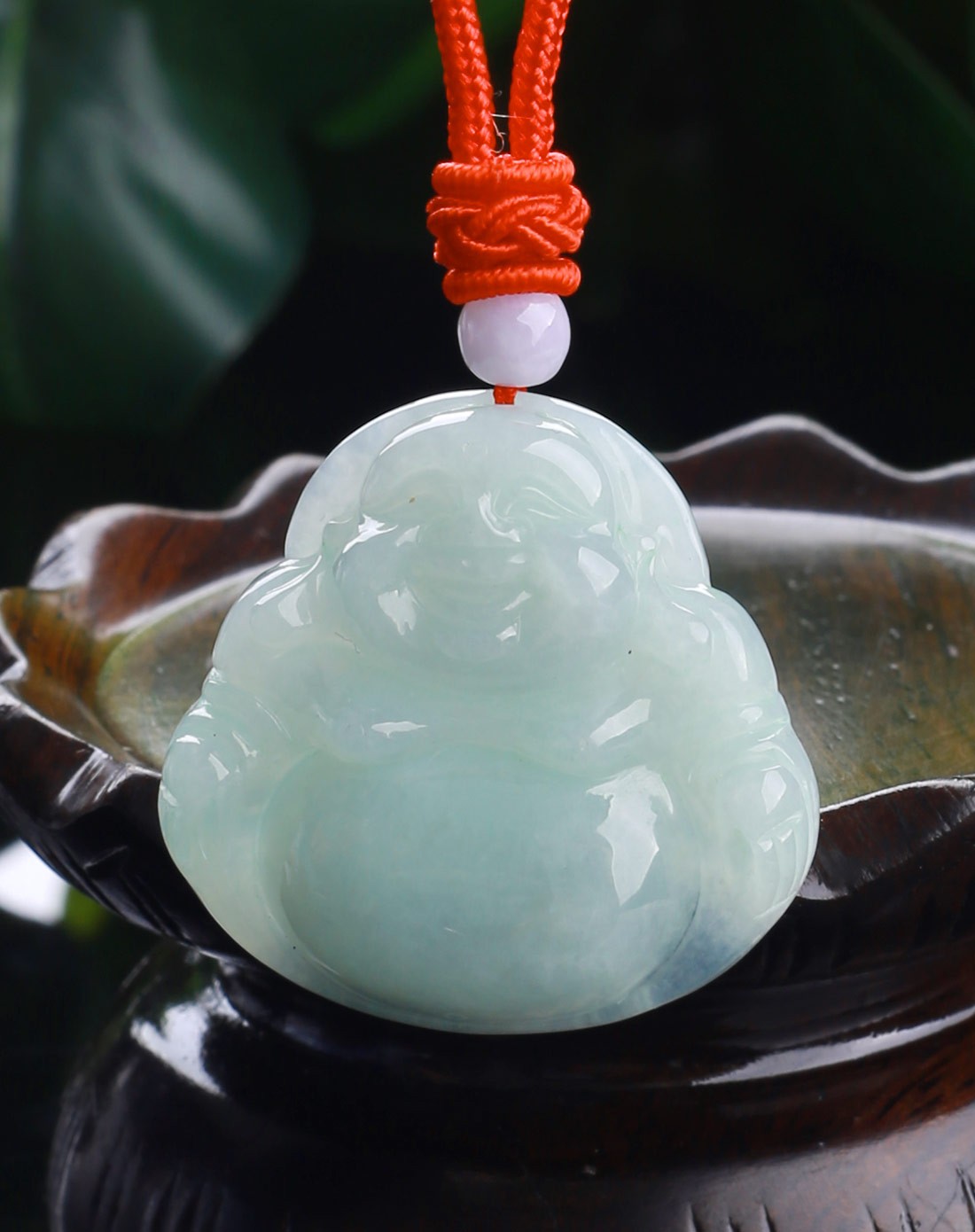 天然翡翠a货糯种笑纳百财大肚佛挂件(国家权威认证)