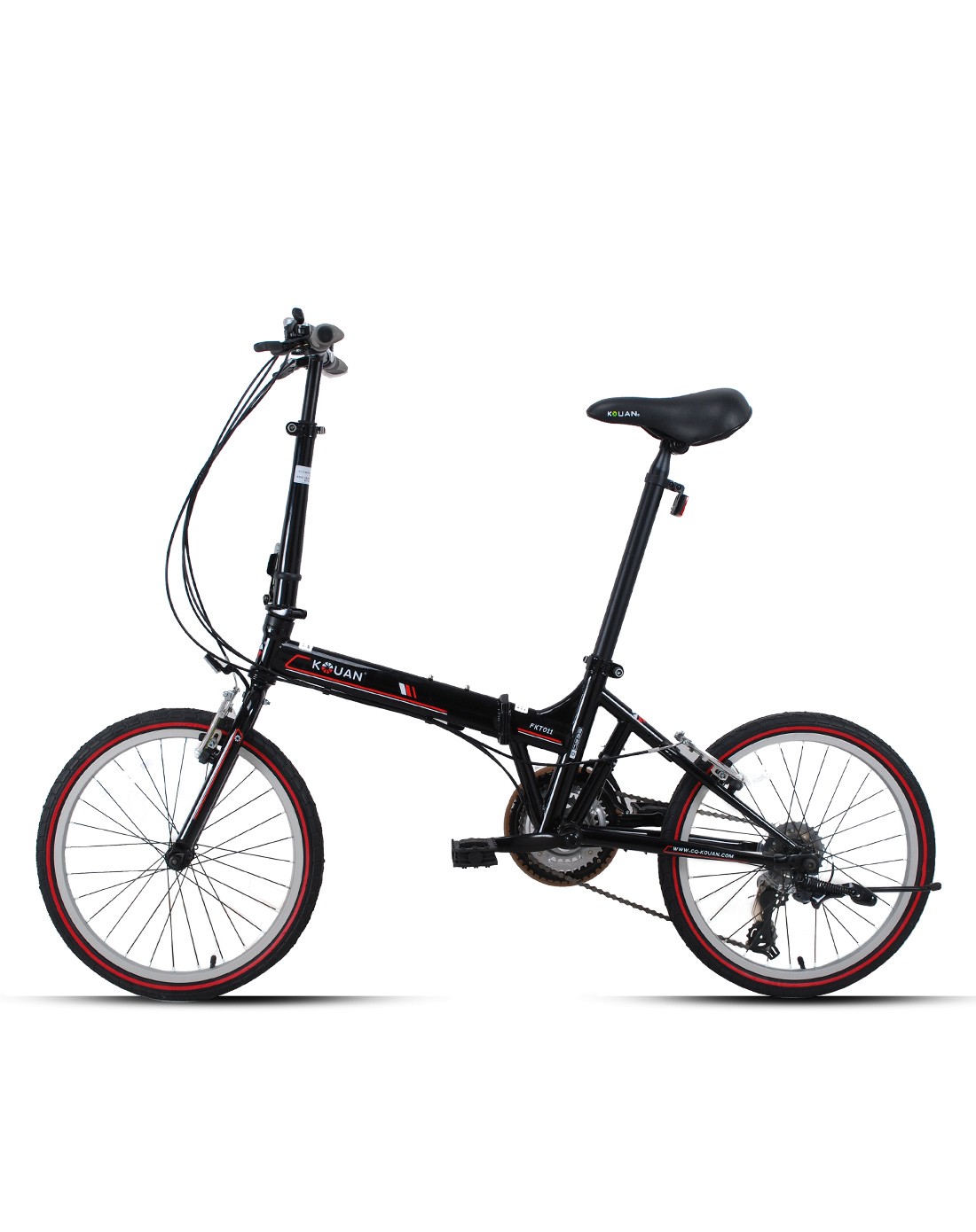 康园kouan&civrac自行车直发货kouan20寸黑色shimano 21s变速v刹折叠
