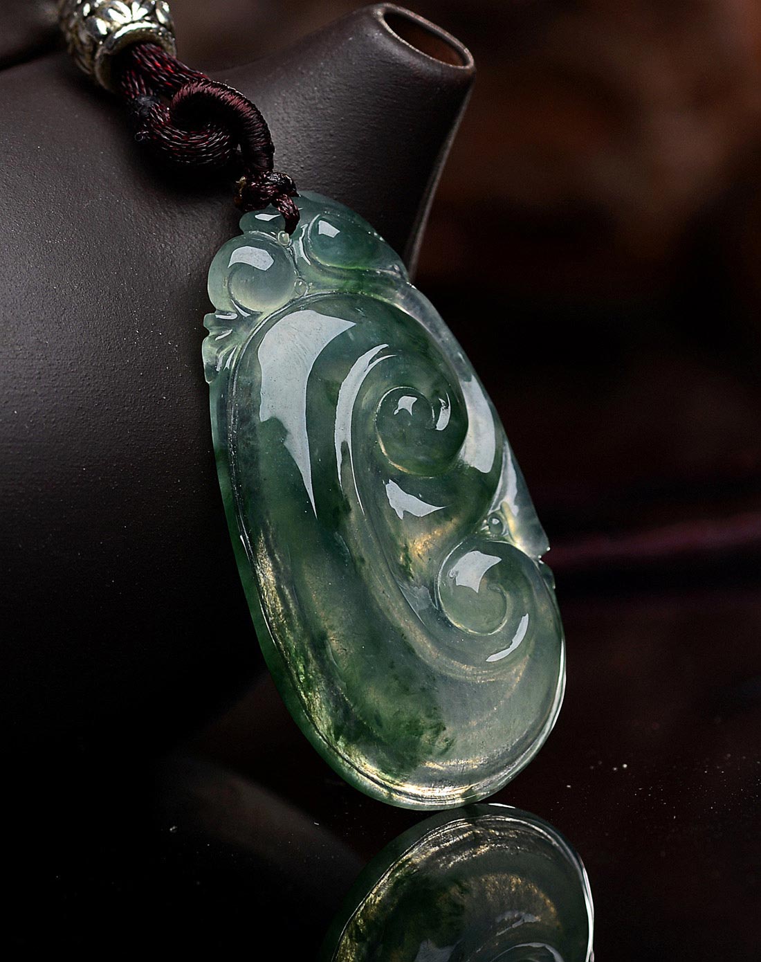 天然a货翡翠冰翠柔亮清雅顺心如意吊坠