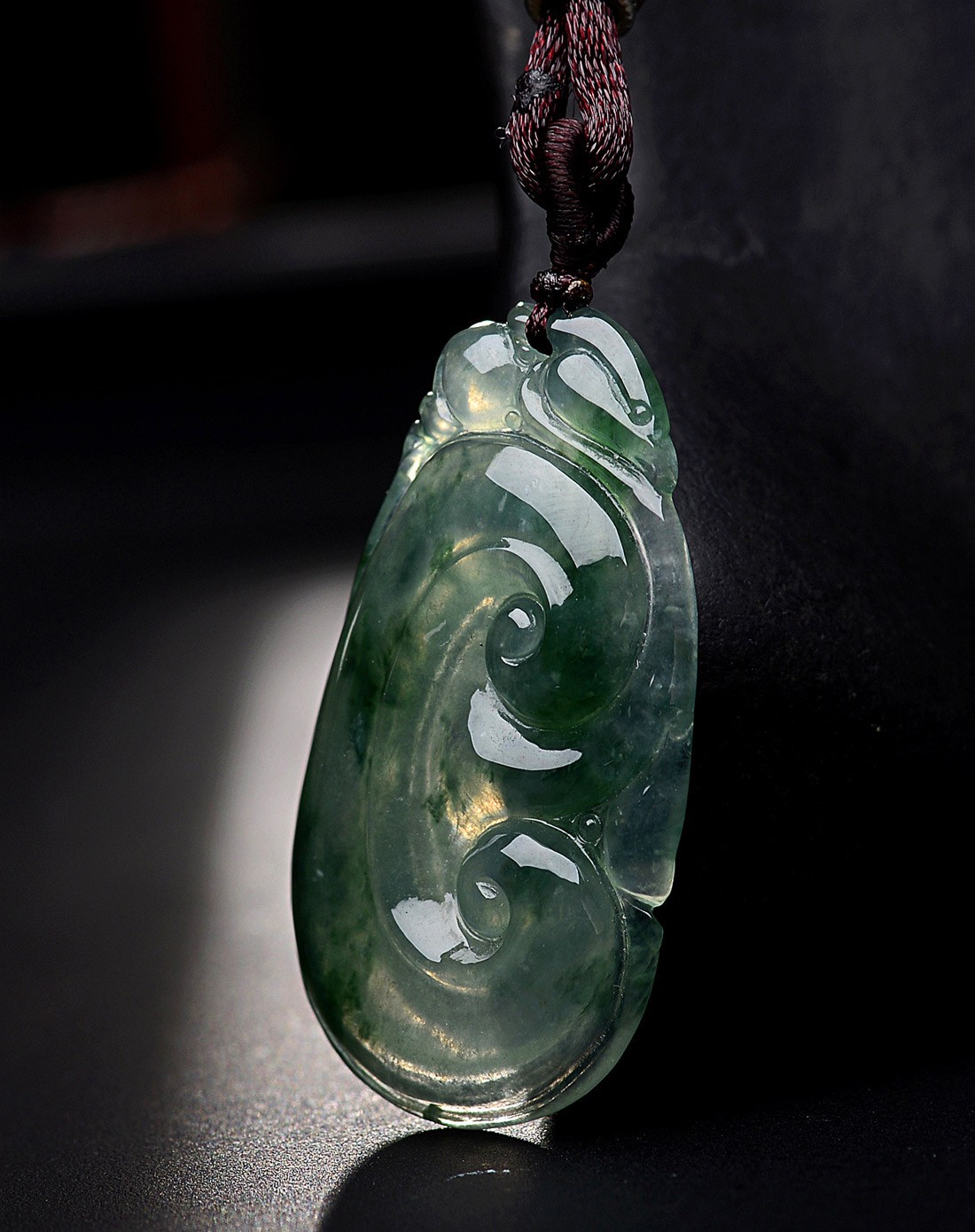 天然a货翡翠冰翠柔亮清雅顺心如意吊坠