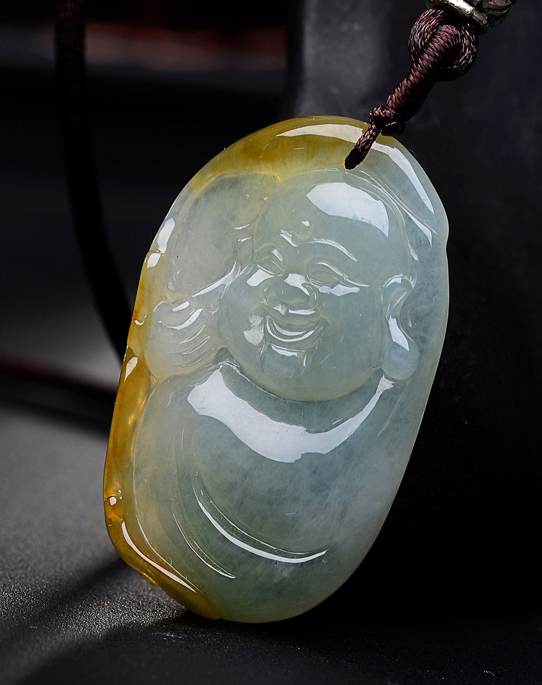 天然a货翡翠冰润双彩温润洪福齐天吊坠