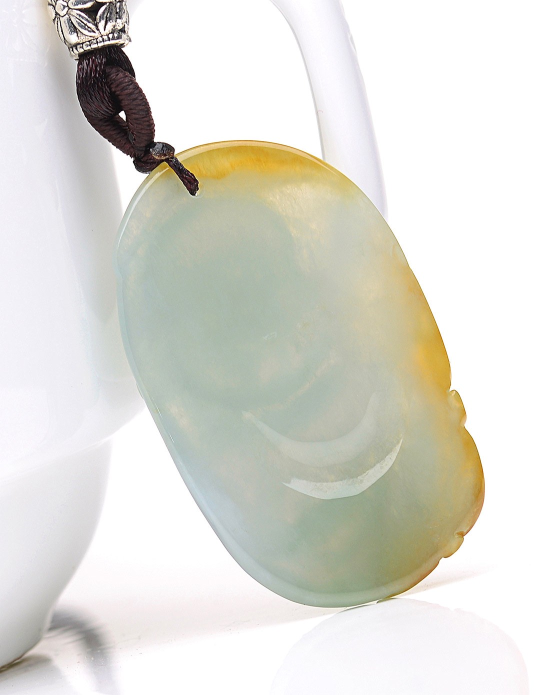 天然a货翡翠冰润双彩温润洪福齐天吊坠