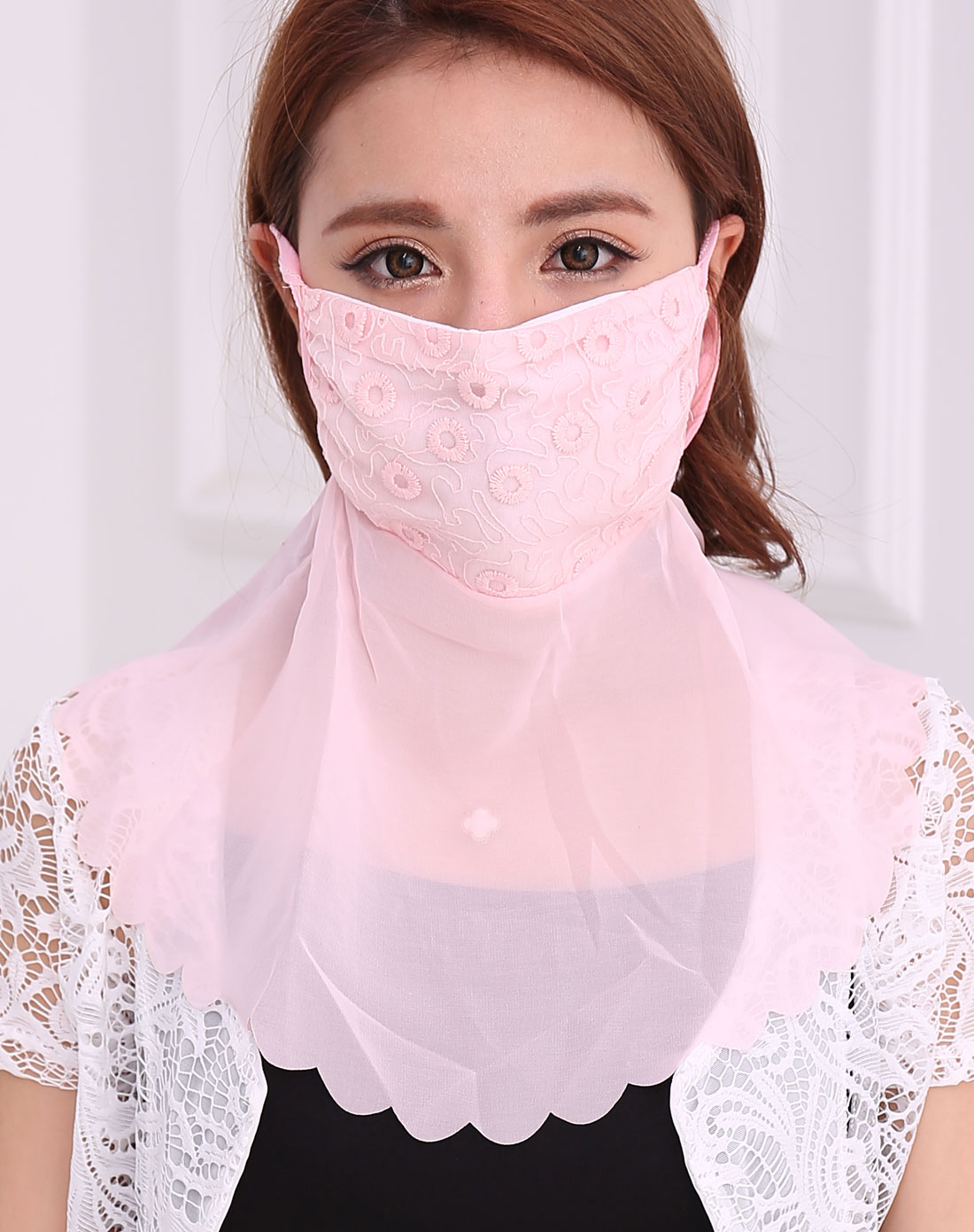 > 时尚加长护颈雪纺防尘透气骑行防晒口罩