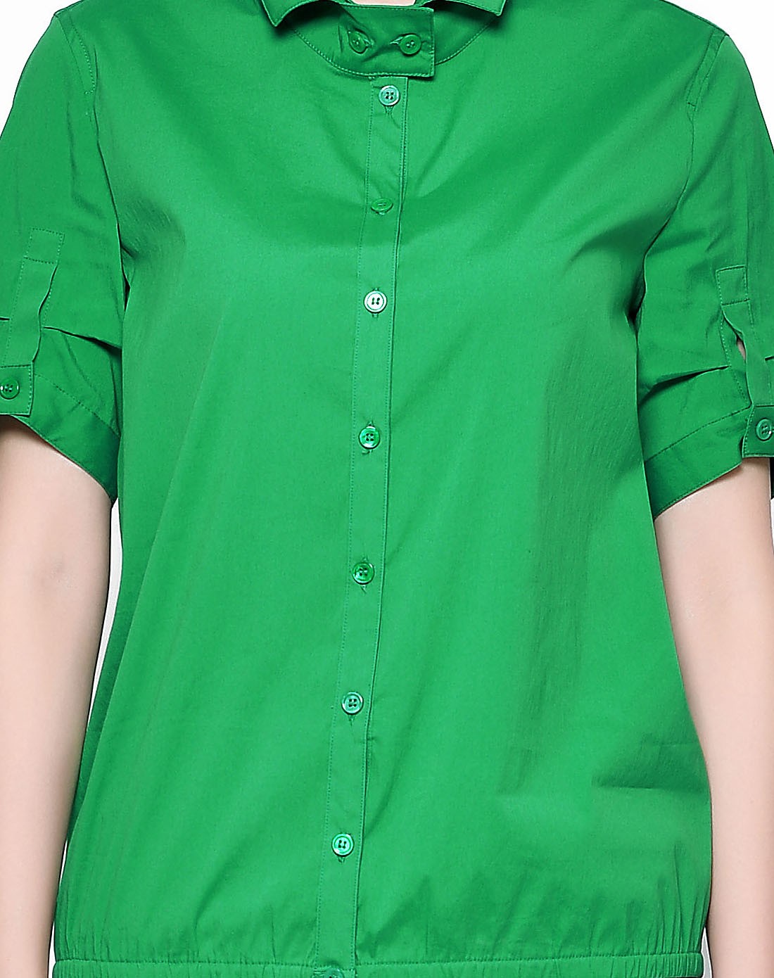 碧绿色简洁大气宽松随性短袖衬衫