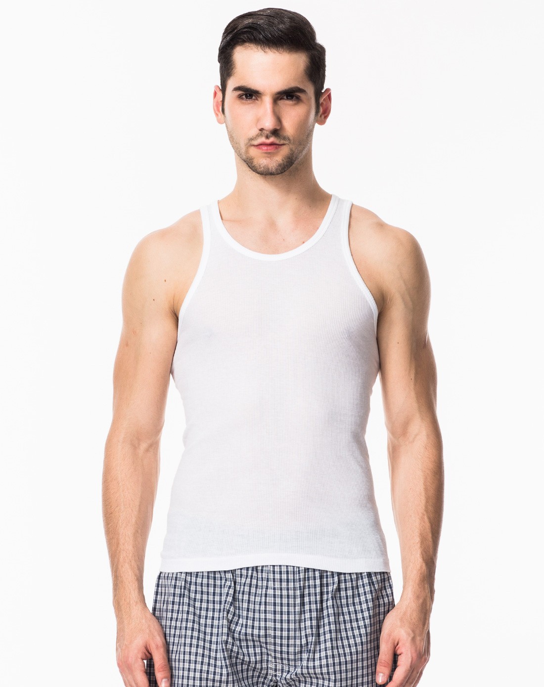 男白 灰舒肤纯棉灯芯弹力背心(2枚组)