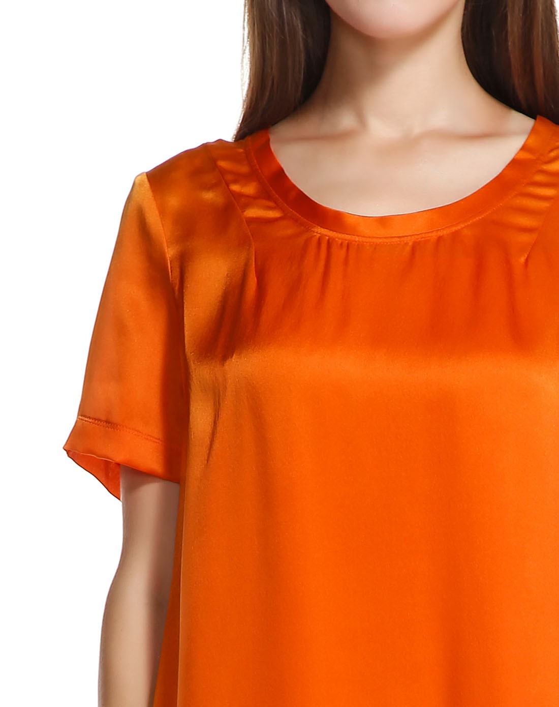 橙色简约活力短袖连衣裙