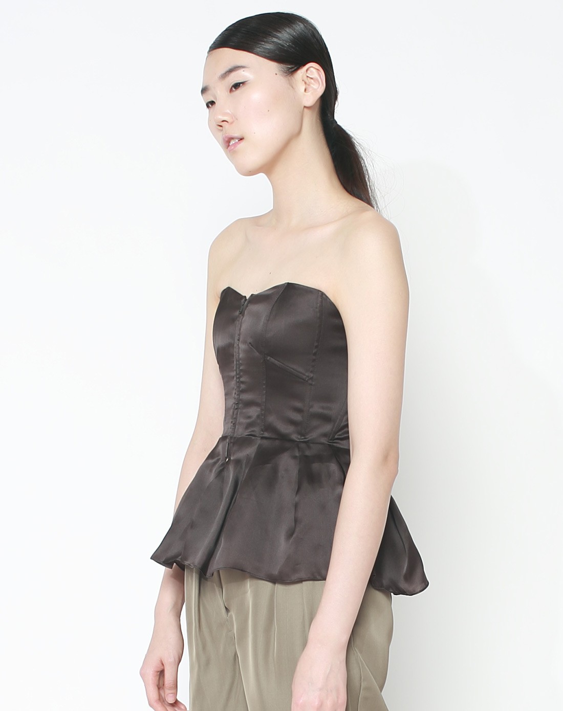 less深棕色时尚开襟抹胸上衣2320004200_唯品会