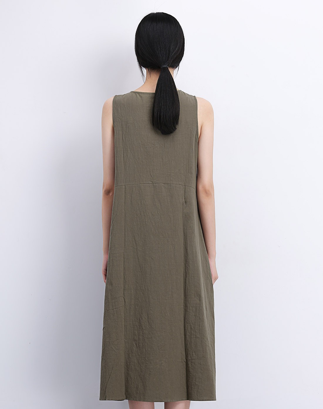 女式暗橄榄绿连衣裙