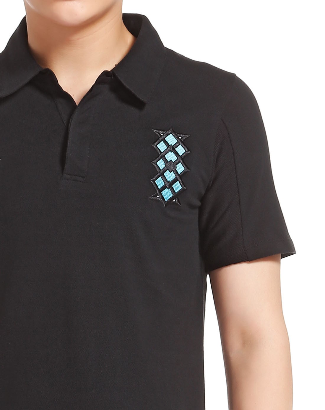 茵宝 男款黑色菱形logo短袖polo衫