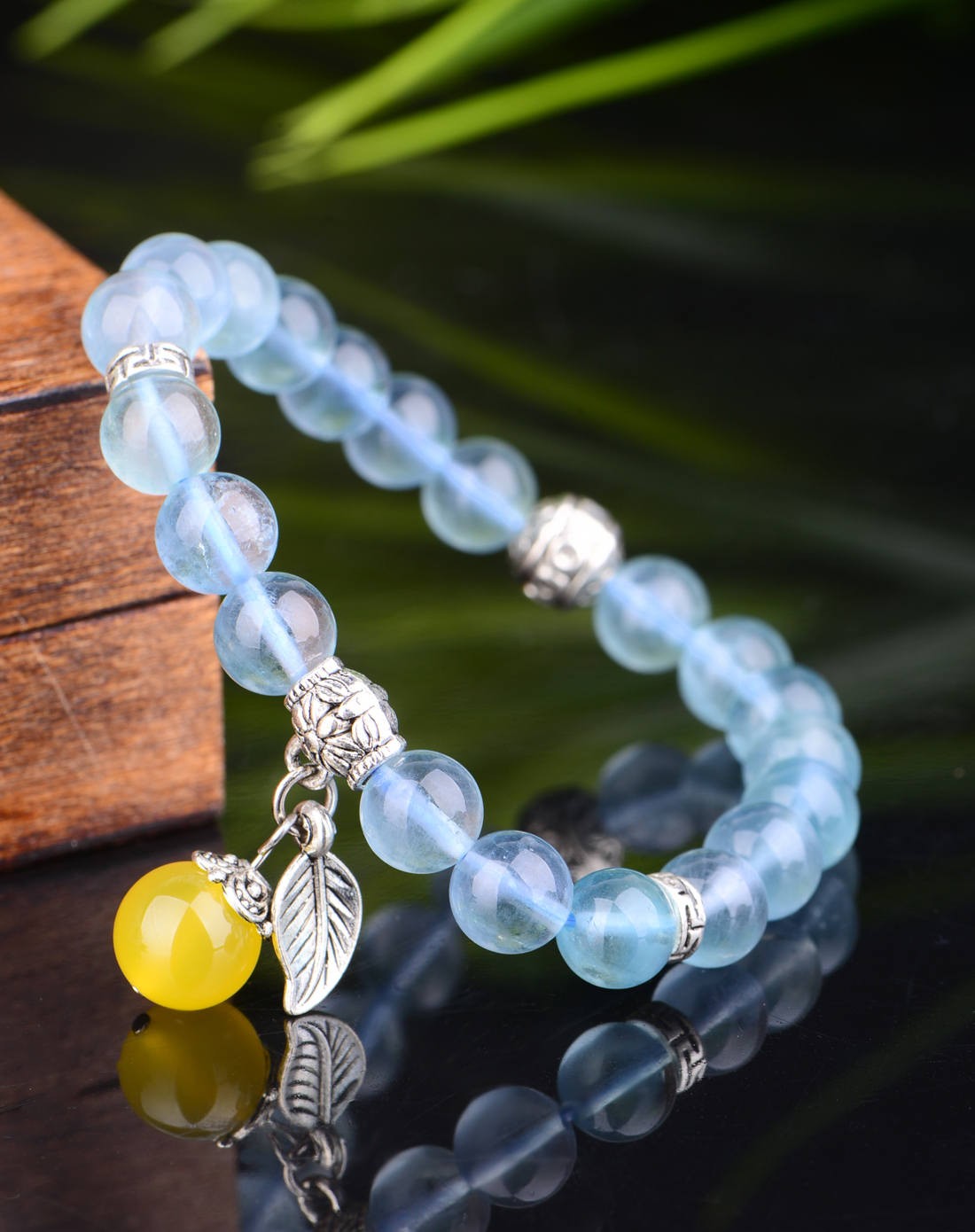 宝菲尔&catti&catti水晶饰品catti&catti 叶叶情浓蓝萤石单圈手链附证