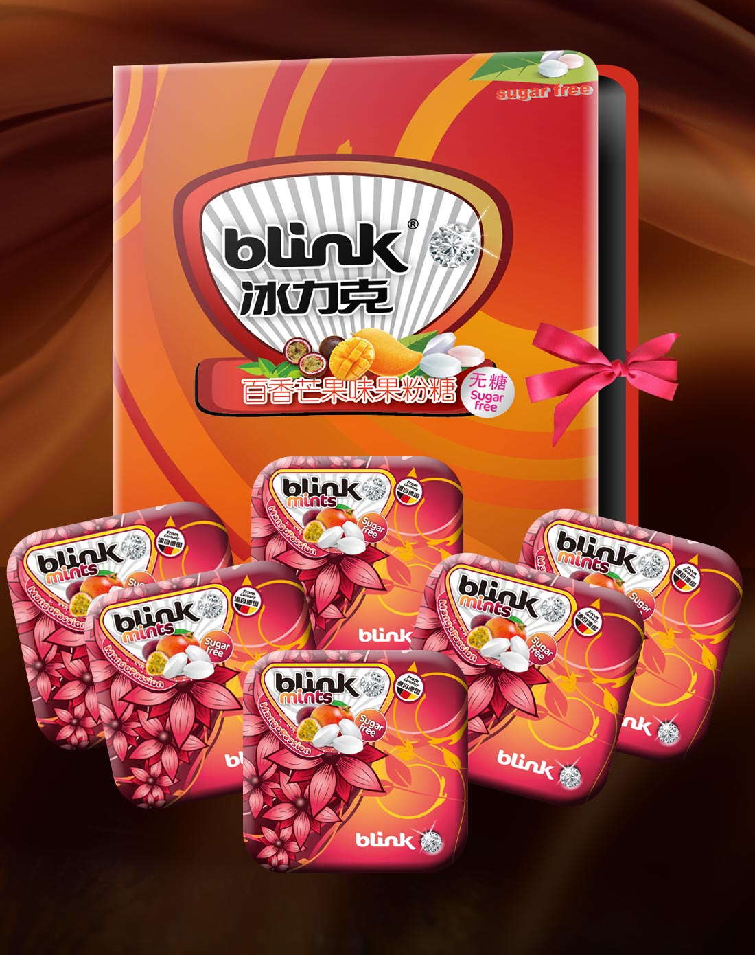 德国进口 blink冰力克【百香芒果味果粉糖六盒】礼盒