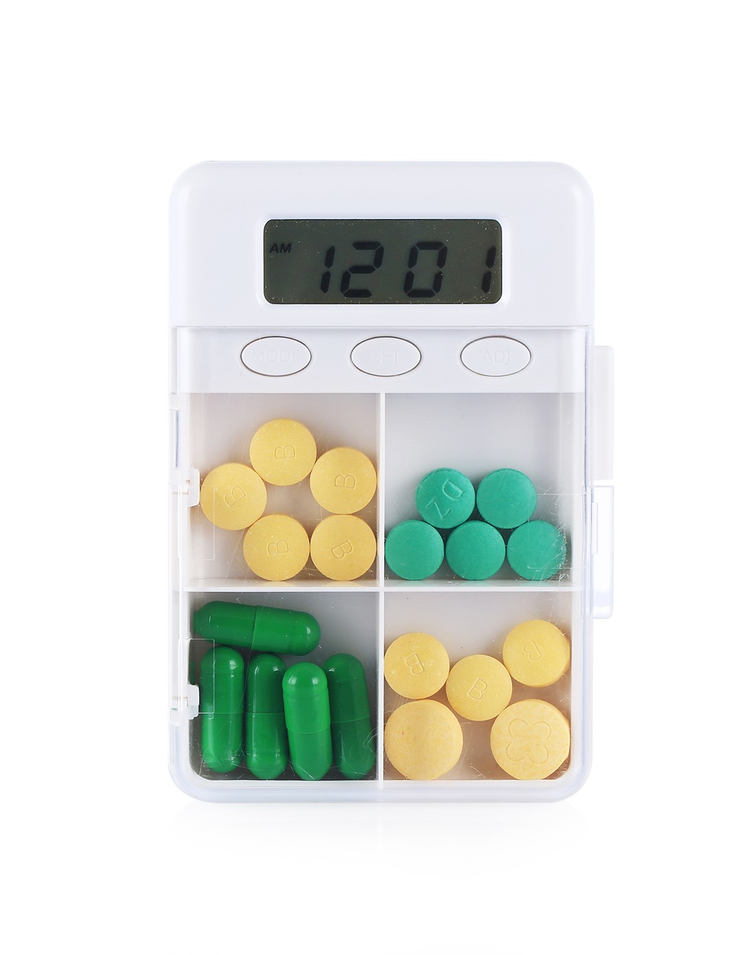 白色便携式智能服药提醒药盒