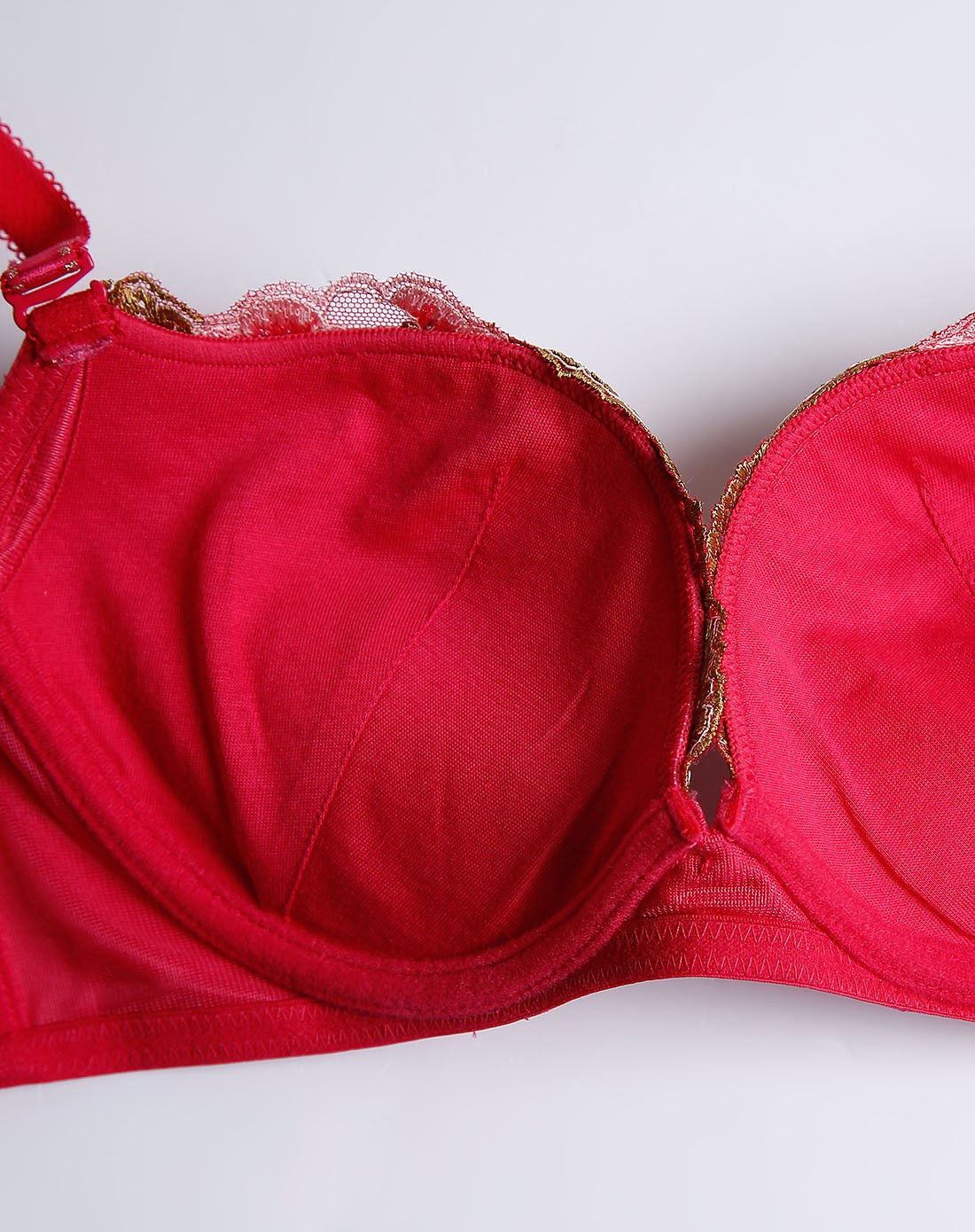 modelab红色牡丹华庭3/4中厚杯文胸