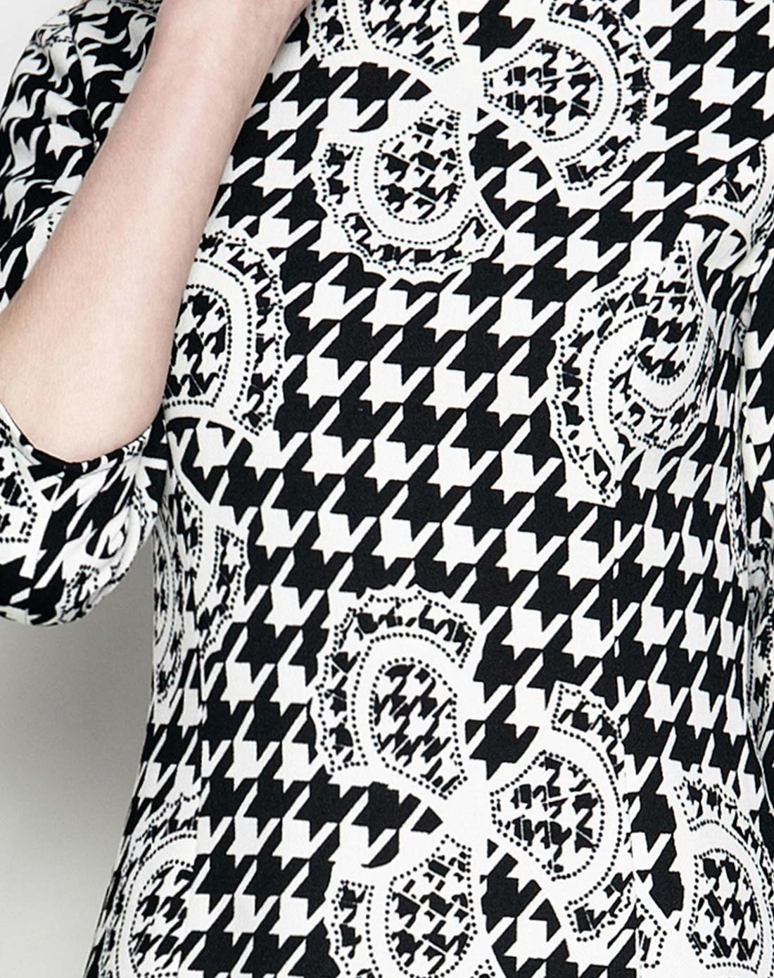 inxx简约千鸟格印花连衣裙