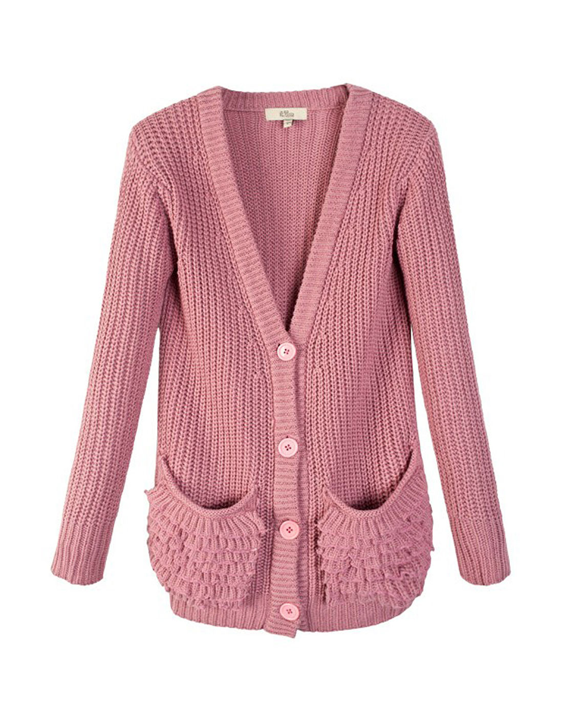 iaizo 暗粉色开襟长袖毛衣