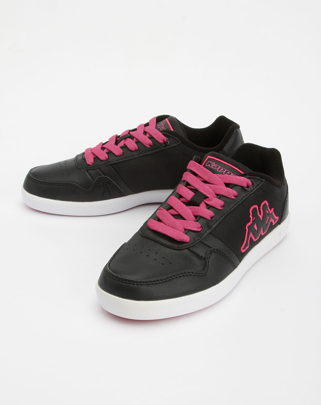 卡帕kappa女装专场-女款黑/玫红色时尚板鞋