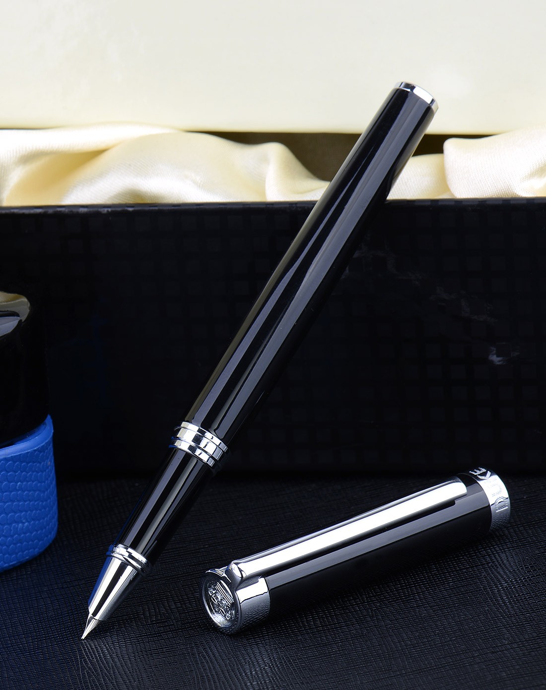 柏拉图系列黑色特细铱金笔大瓶墨水套装