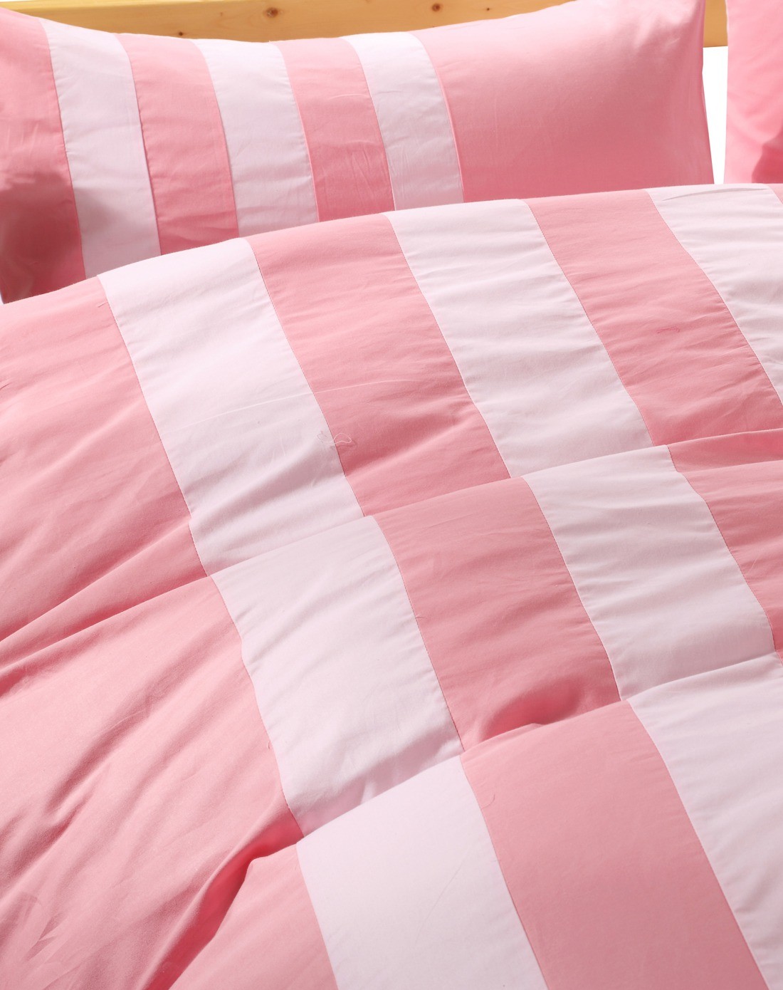 浅粉配淡粉色素色双拼埃及棉四件套1.8米床