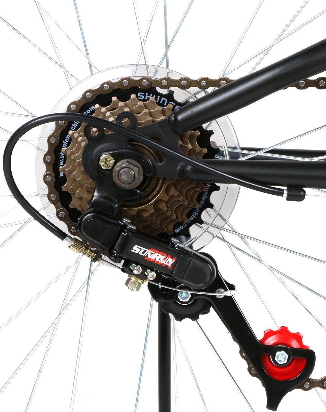 shita 26寸黑绿色转把21s变速v刹全能避震山地车hanma26