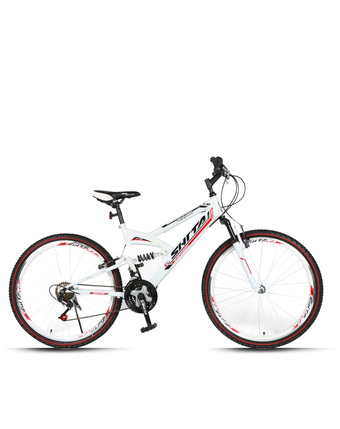 希达shita自行车专场直发货shita 26寸白红色转把21s变速v刹全能避震