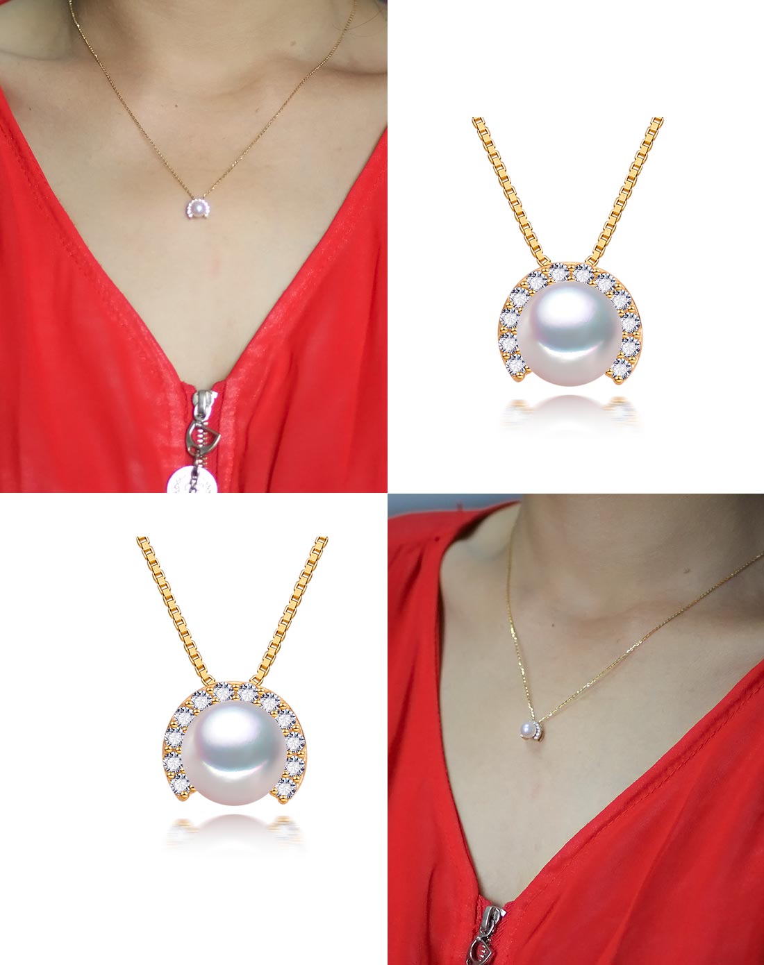 贵冠吊坠 6-6.5mmakoya海水珍珠吊坠 14k金配件含18k金欧字链