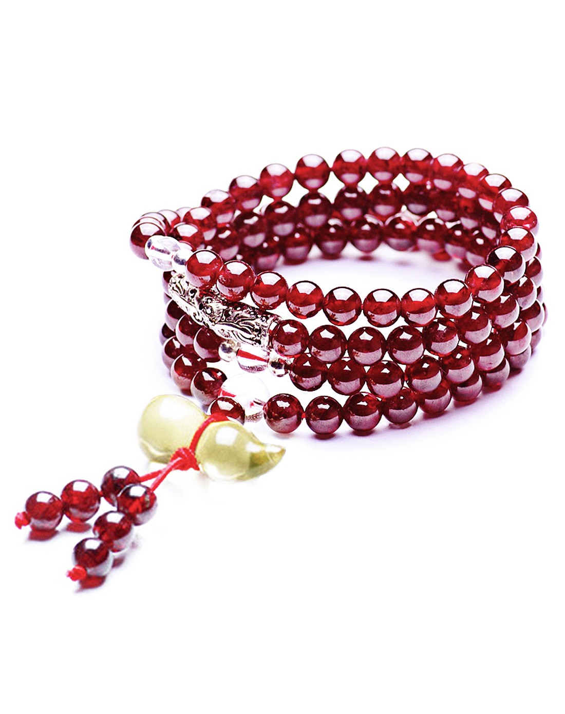 【唯品会特供款】天然酒红红石榴女佛珠多层手链