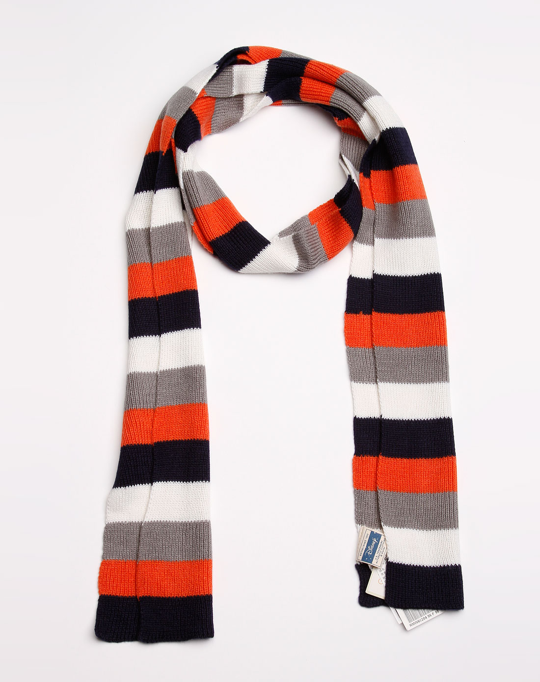 藏青橙色条纹围巾