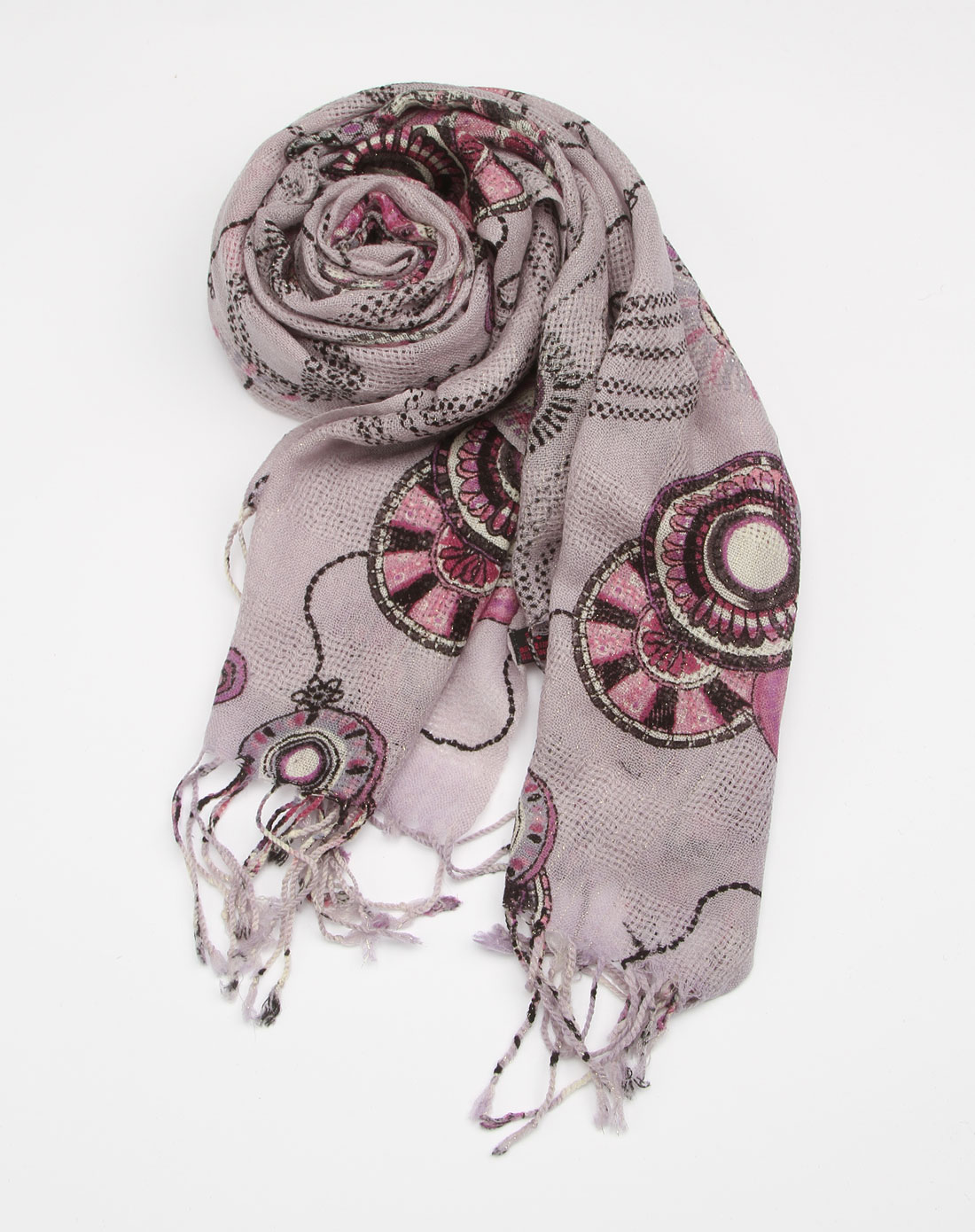 紫色绣花个性围巾