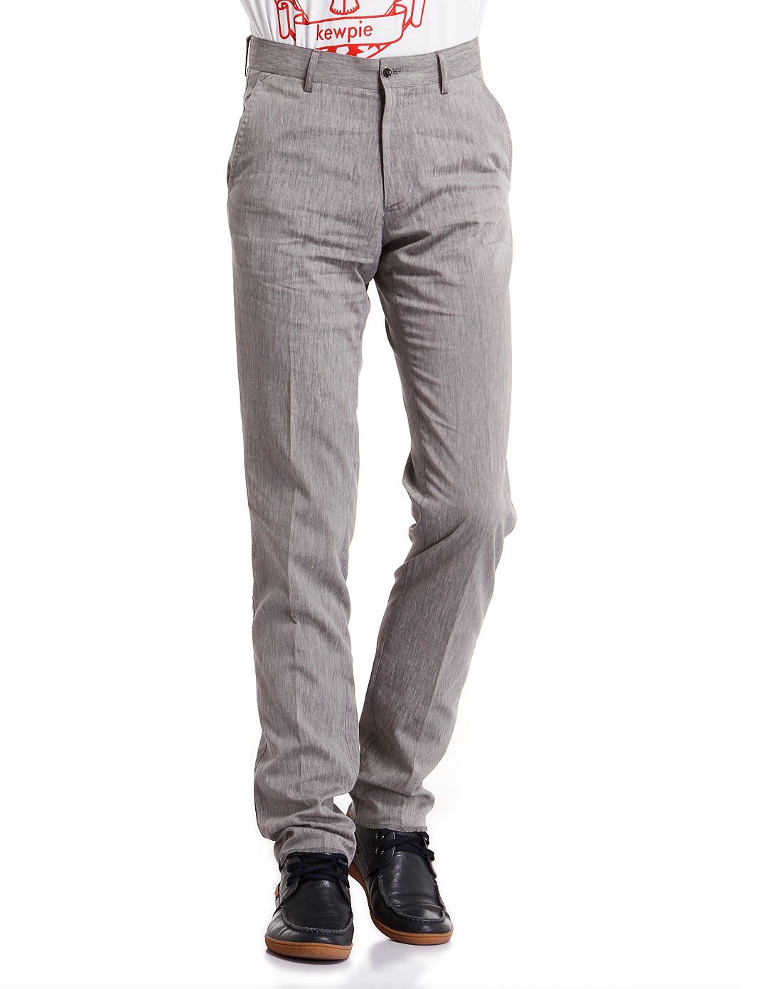 亚麻都市时尚烟灰色休闲长裤