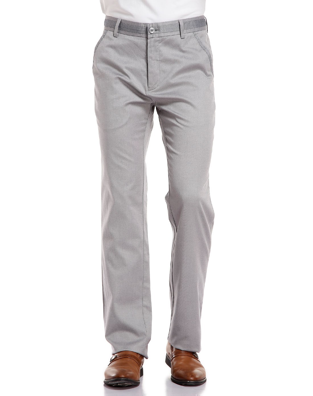 浅灰色斯文简约休闲长裤