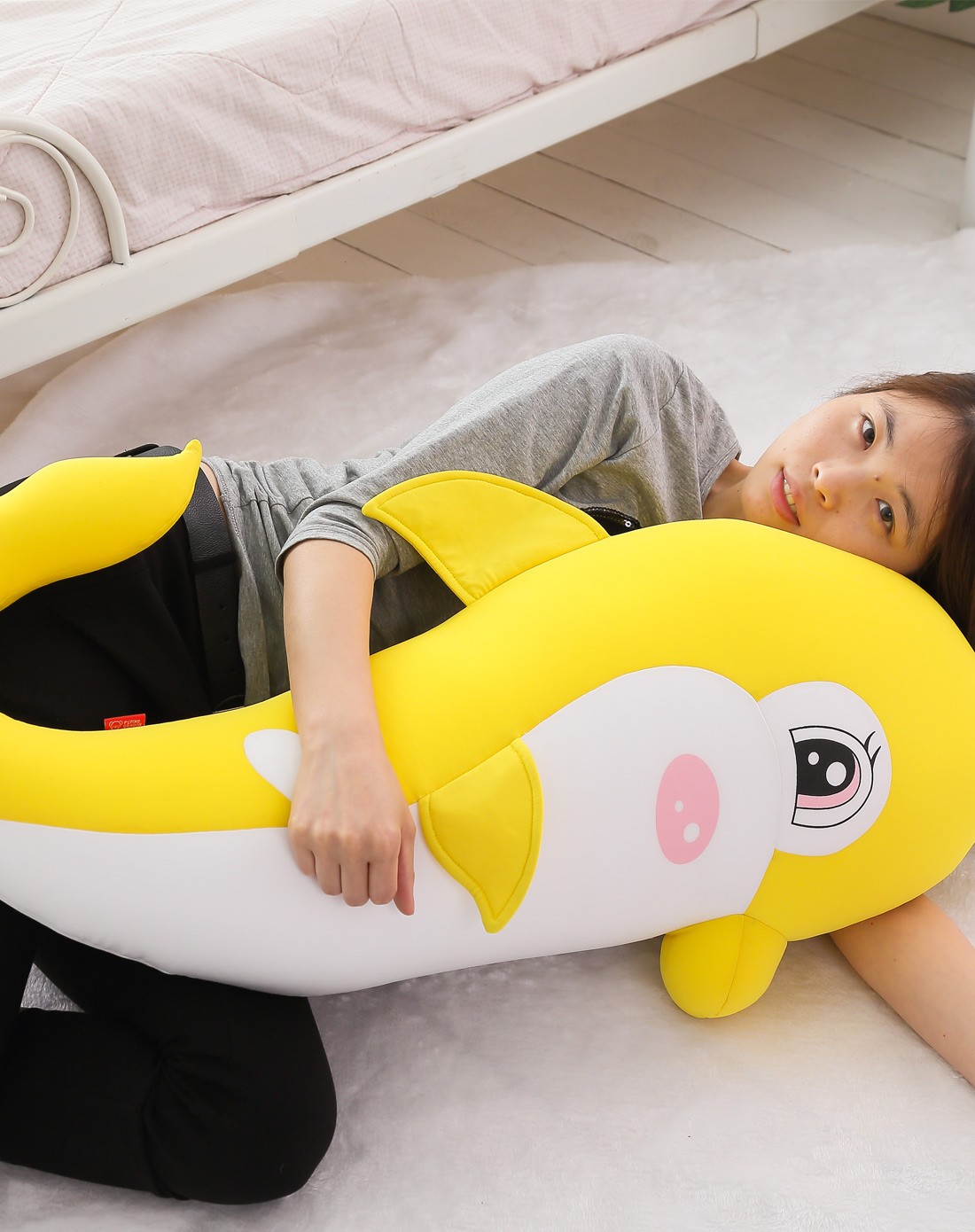 夏季海豚抱枕黄色110厘米