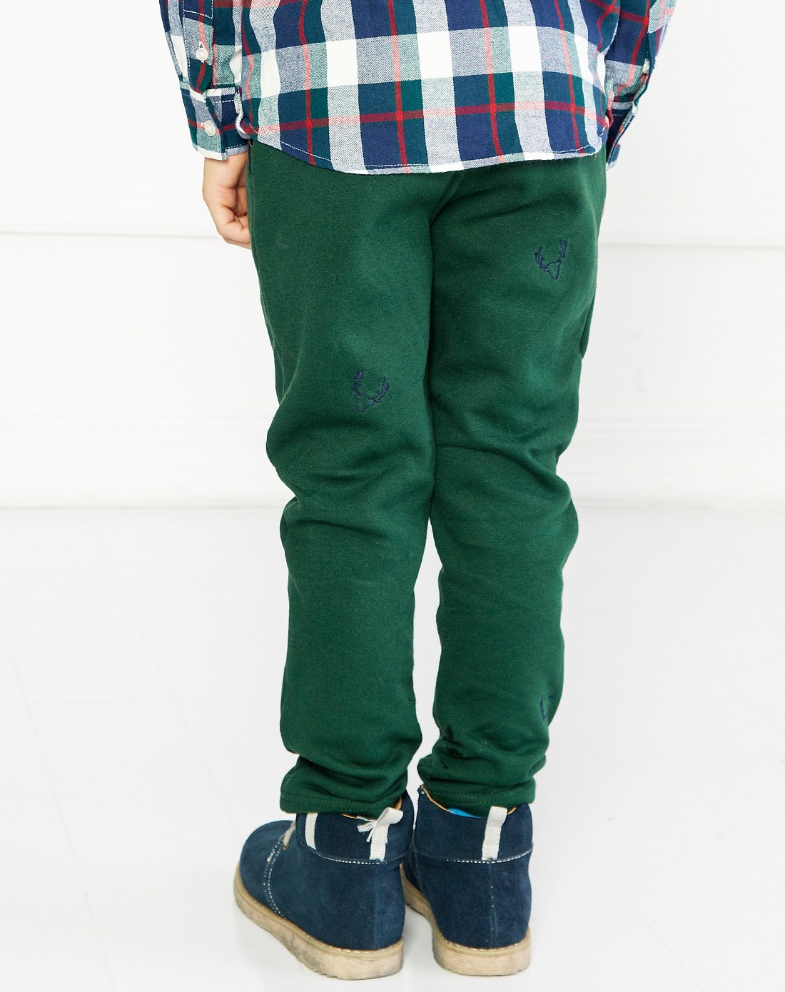 男童云杉绿针织舒适长裤