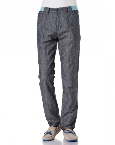 暗灰蓝色欧美风格别致休闲长裤