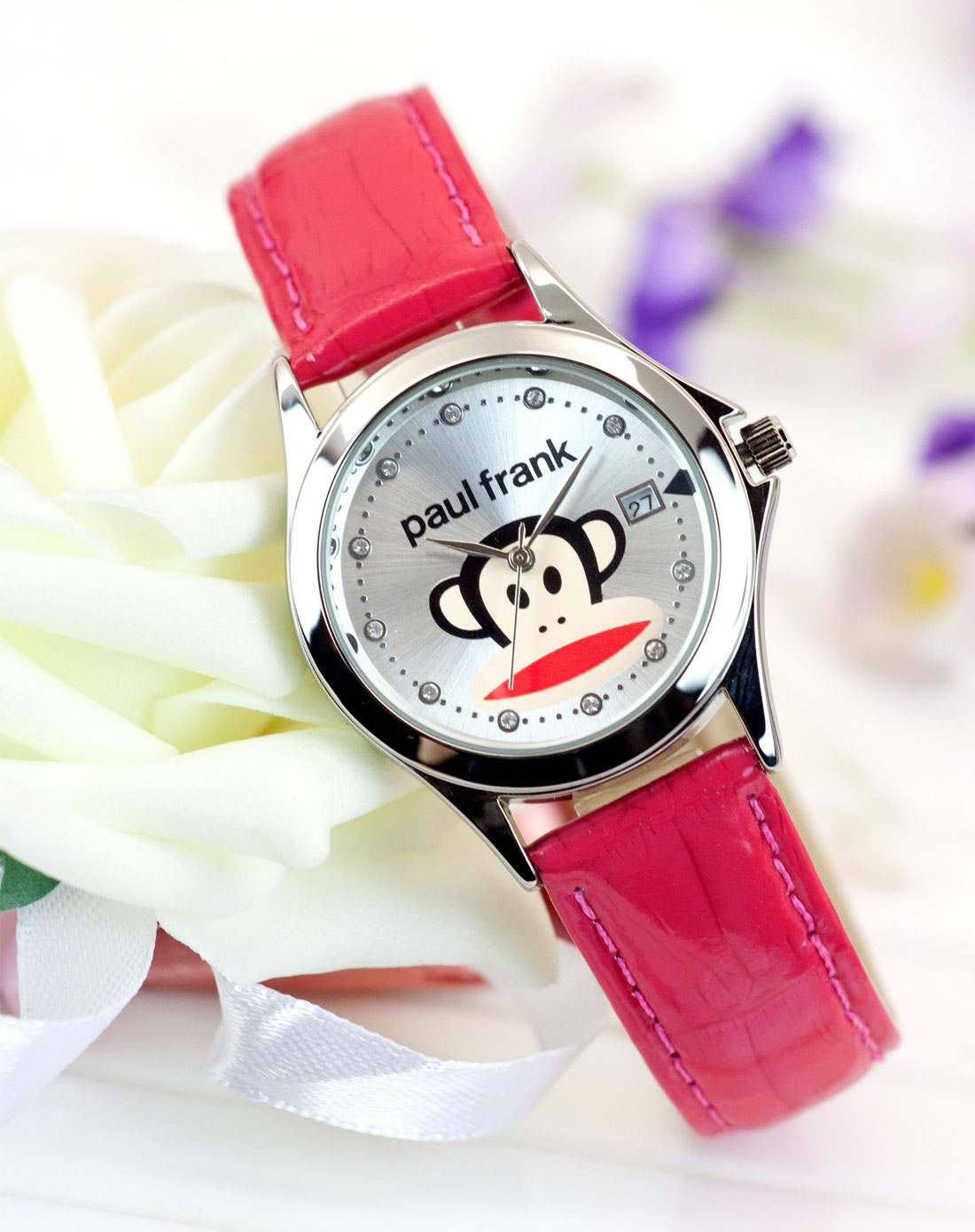 paul frank女款时尚玫红色手表