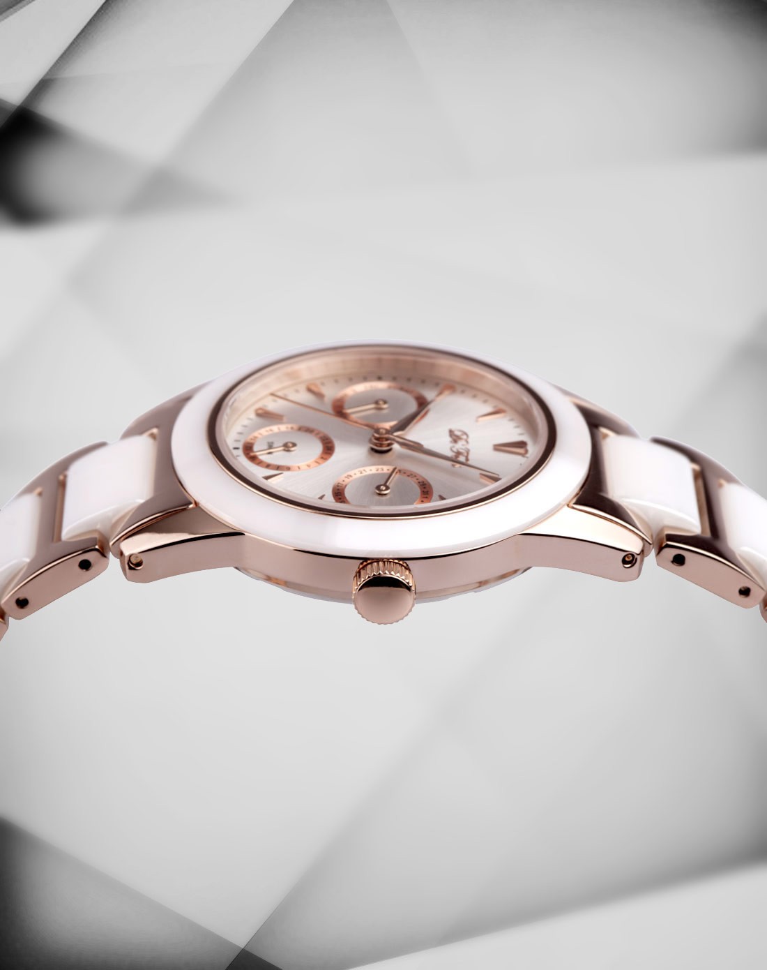 de feels 女款蓝宝石表镜24小时指示间金陶瓷石英表