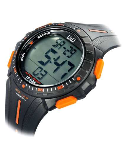 精工seiko,q&q男款灰/黑/橙色独特数显多功能电子手表m102j002y_唯品
