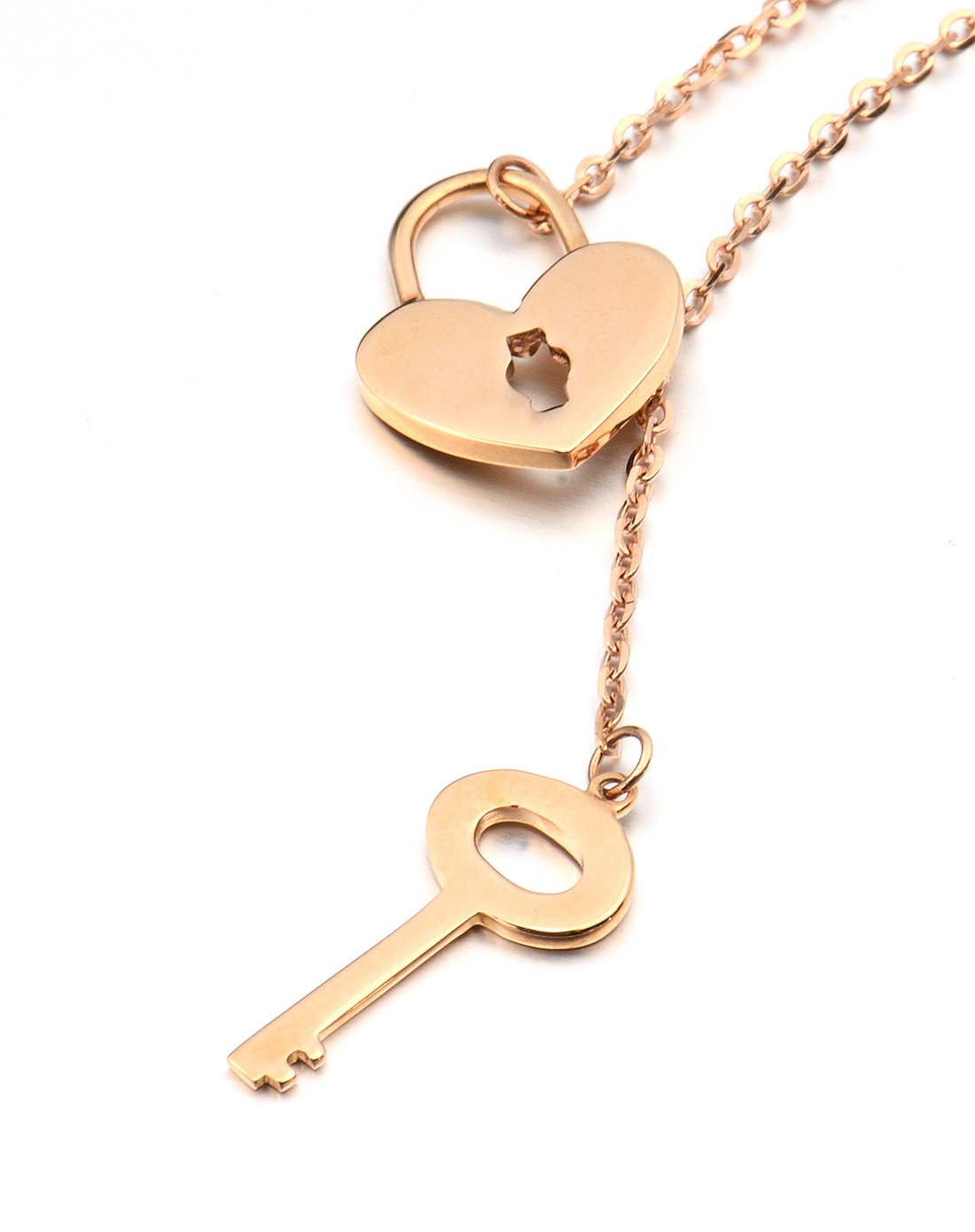 心锁链一18k玫瑰金项链