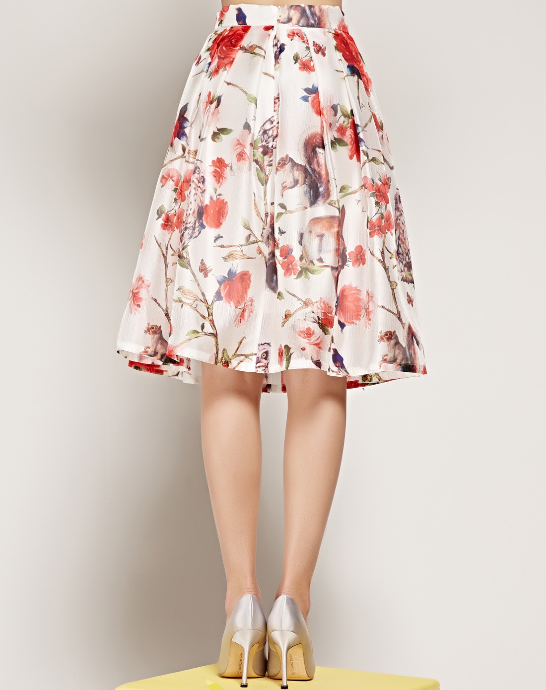 秋水伊人优雅时尚印花小a廓形中长裙裙子6520809201041_唯品会