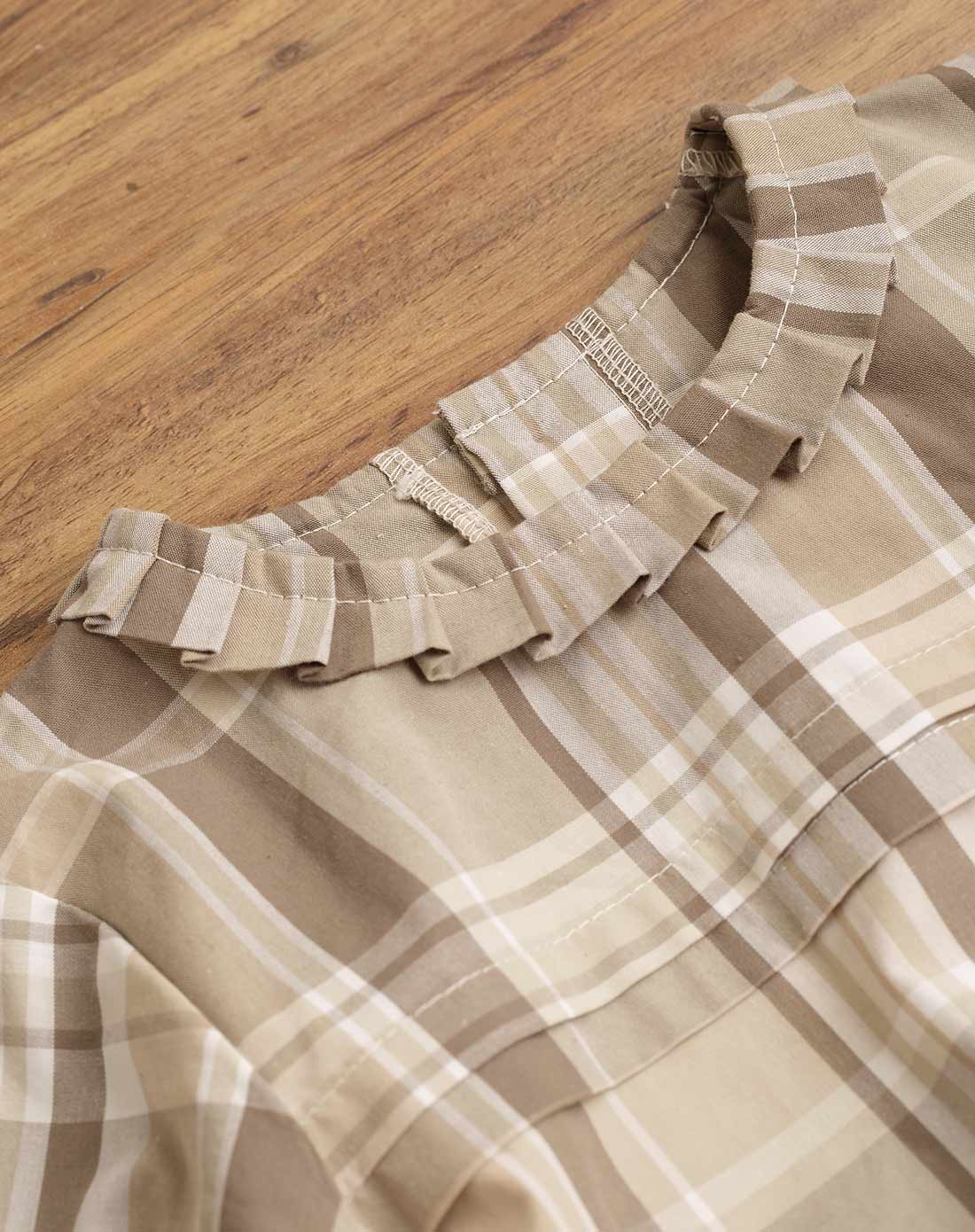 本色棉nature colored婴幼童服饰及用品专场女童梭织布衬衫 棕绿大格c