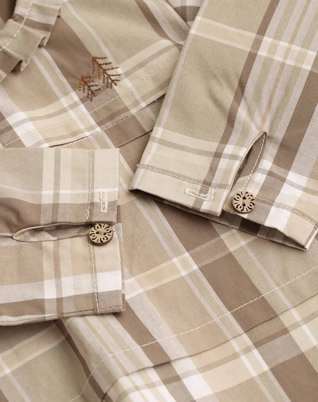 本色棉nature colored婴幼童服饰及用品专场女童梭织布衬衫 棕绿大格c