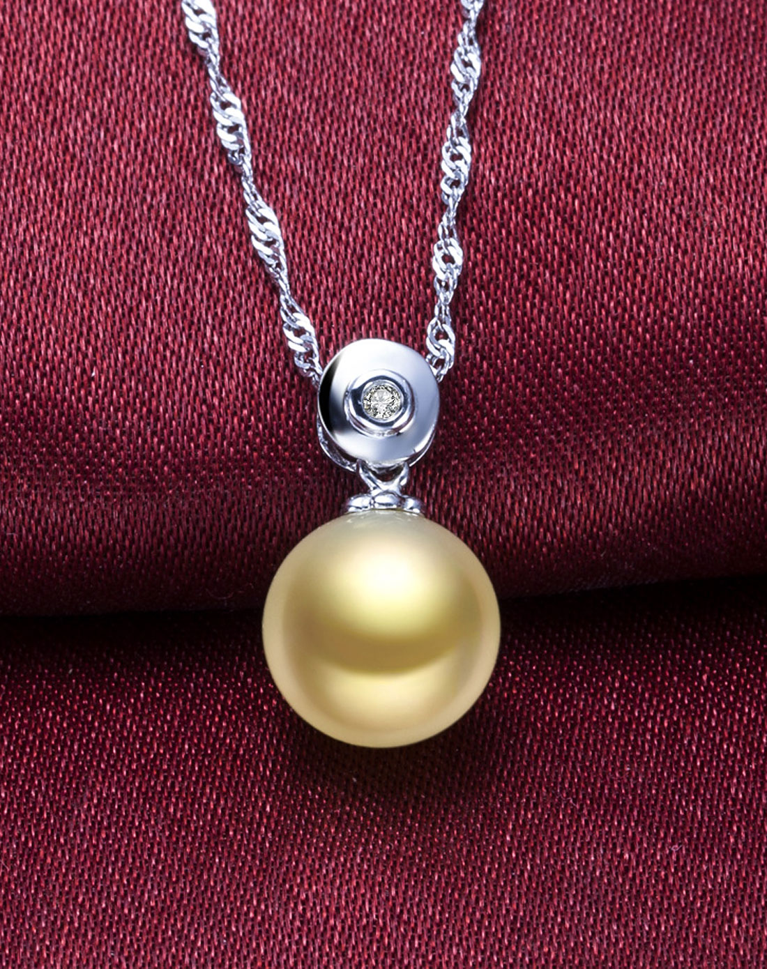 白金南洋金珍珠钻石吊坠-一眼瞬间(附国检证书)